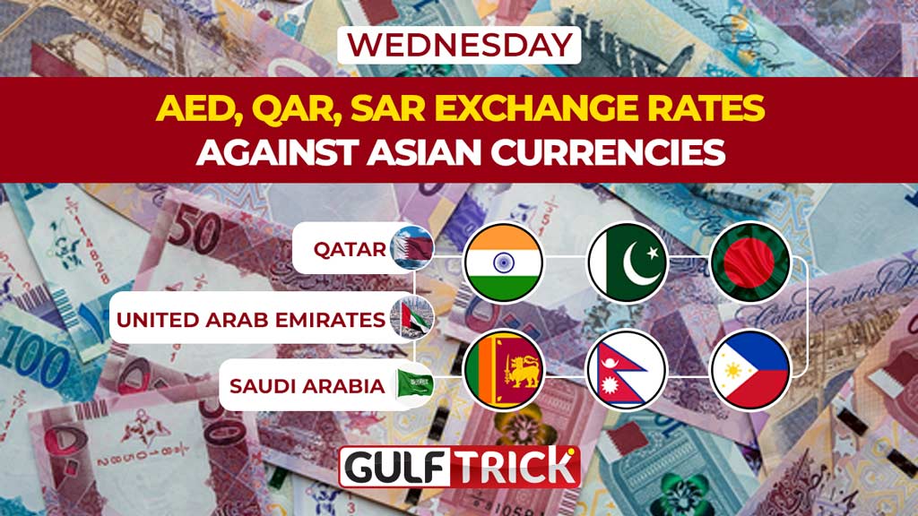 AED, QAR, SAR Exchange Rates Against Asian Currencies: 17 June 2026