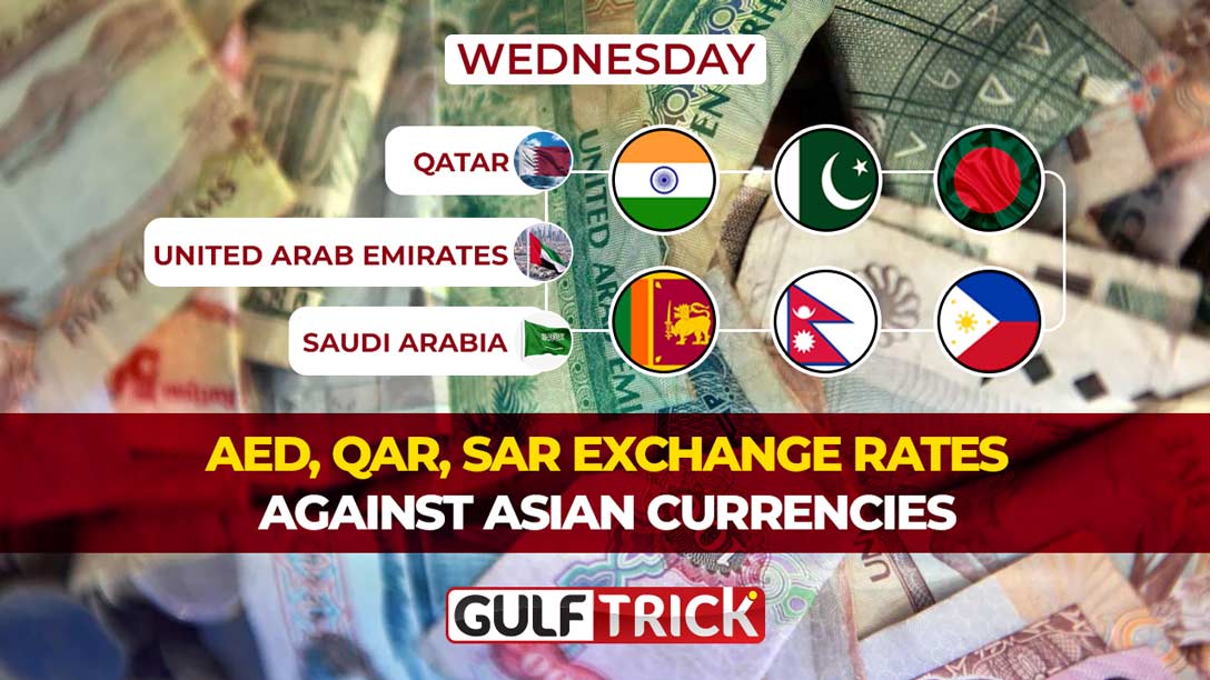 AED, QAR, SAR Exchange Rates Against Asian Currencies: 05 August 2026