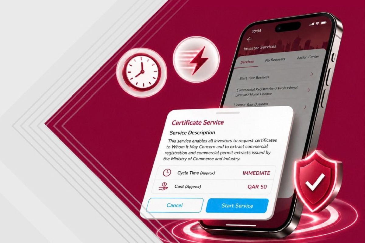 Instant business certificates and digital renewals are available via MoCI app in Qatar