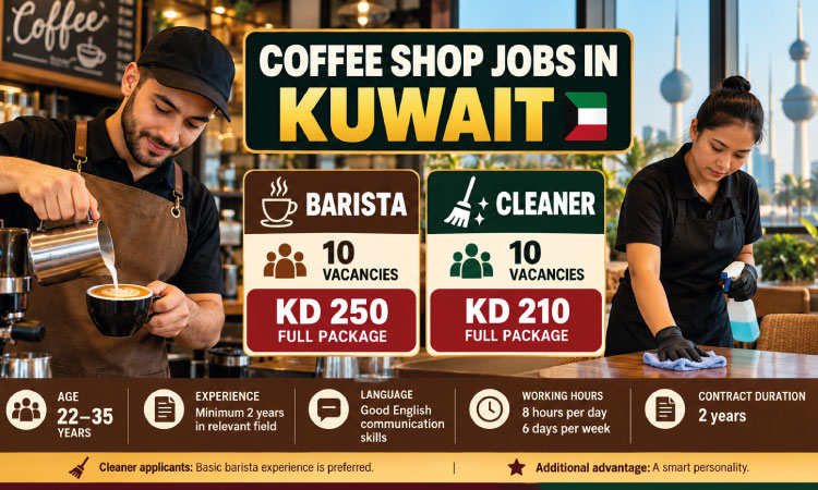 Barista and Cleaner Vacancies Available in Kuwait